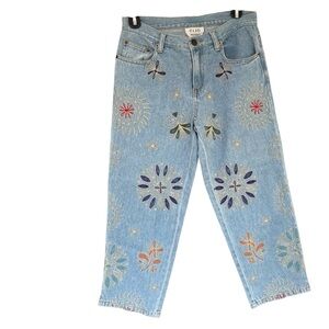 Vintage Cilo Flower Ankle Jeans Embroidered size 6 Y2K Cottagecore Boho Womens